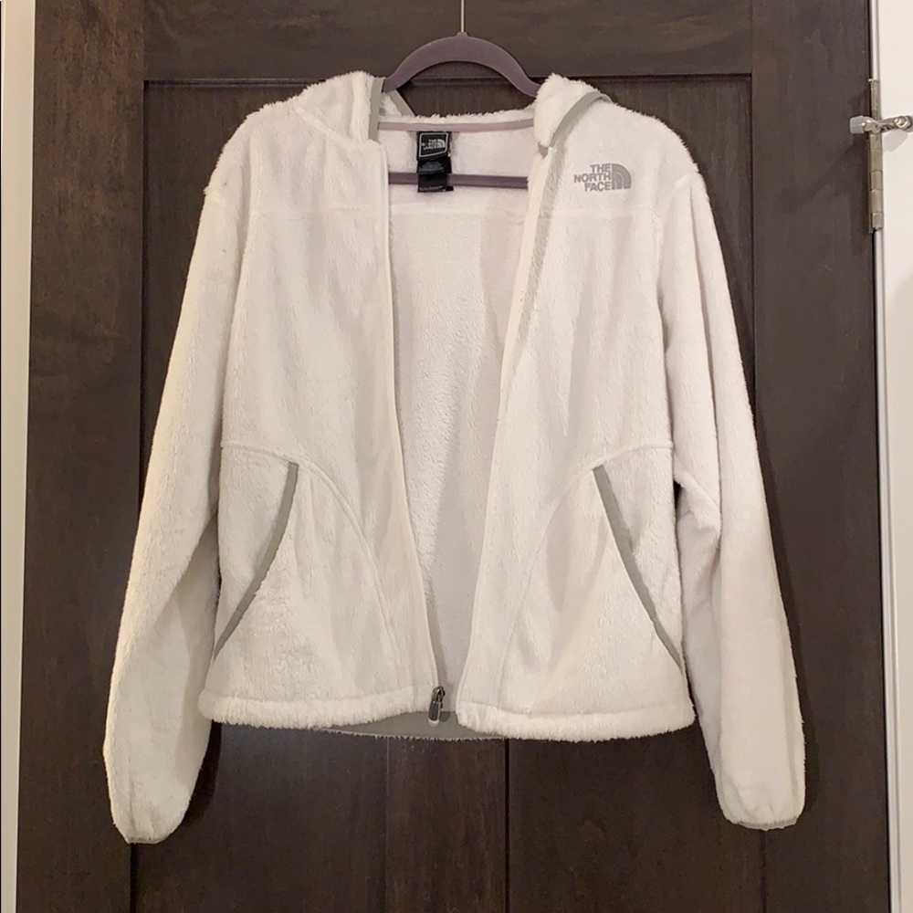 The North Face White Hooded Zip Up Fleece Jacket